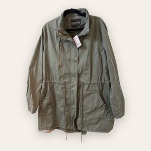 FOREVER 21 - Olive Green Military Utility Cotton Zip-Up Jacket